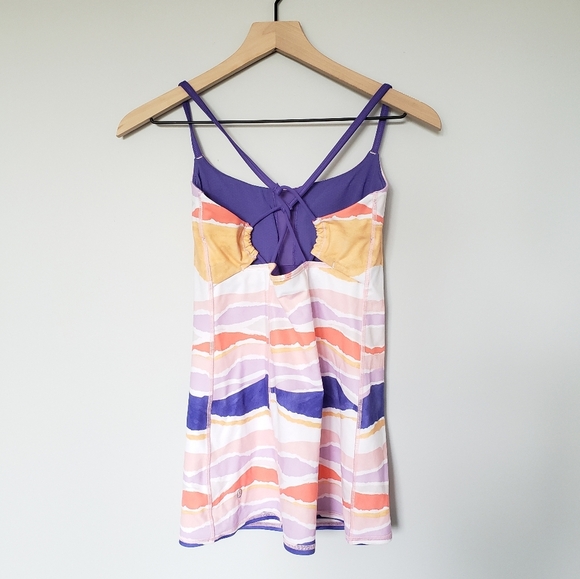 Lululemon Dancing Warrior Strappy Back Tank Top SZ 6 Purple Orange Yoga - Picture 3 of 5